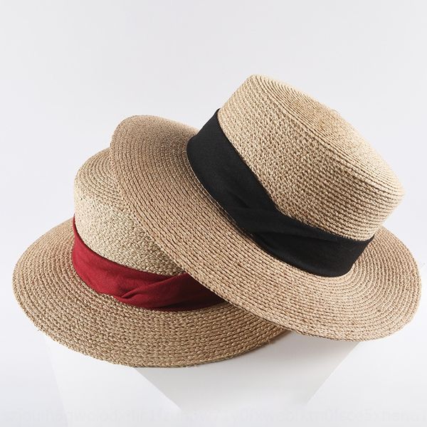 

personality temperament female flat lafite summer travel straw straw hat hat, Blue;gray