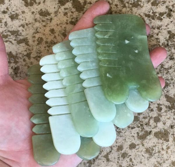 

beauty natural jade stone guasha gua sha massage hand back leg body arm board comb shape healthy beauty relaxation cure massager tool