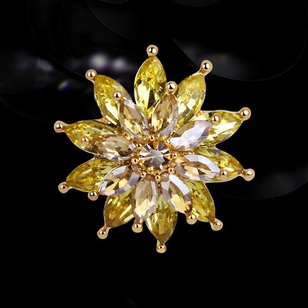 

ajojewel delicate ladies cloth champagne/color/clear crystal snowflake brooch pin, Gray