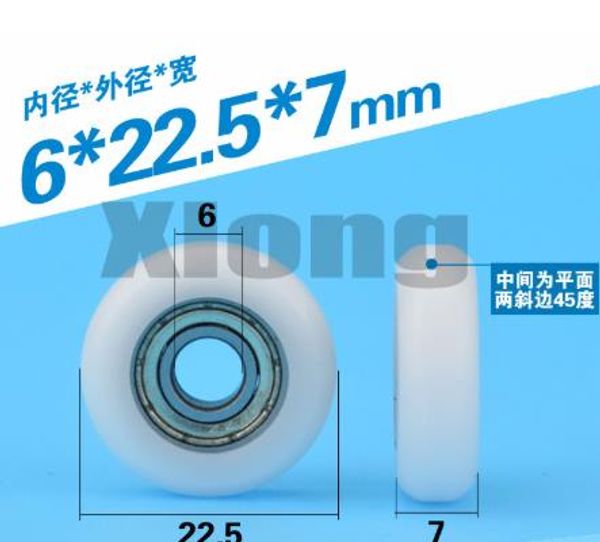 

10pcs 6 * 22.5 * 7mm nylon coated bearing pulley 3d printer cnc engraving machine 20 aluminum profile track wheel