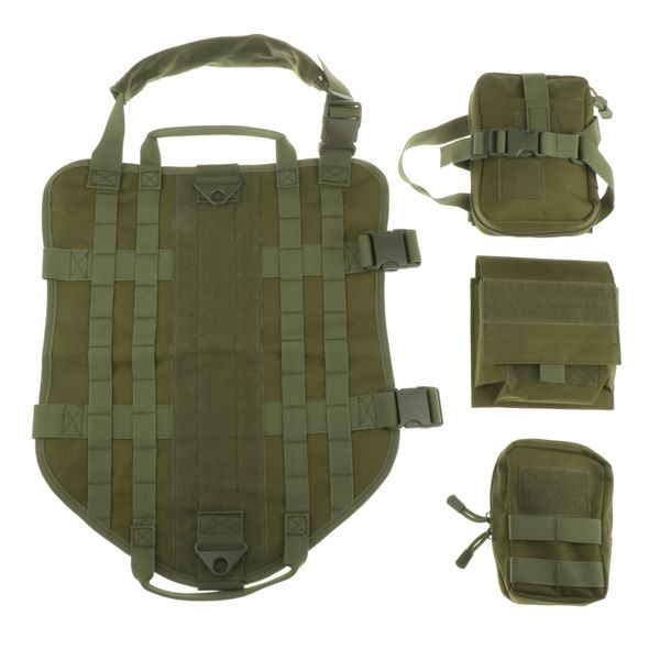 

48cm durable dog vest dog military vest with detachable pouches