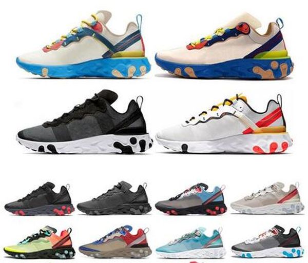 

designer react element 55 87 running shoes for mens womens tour yellow triple black white royal tint sail women sports sneakers size 36-45