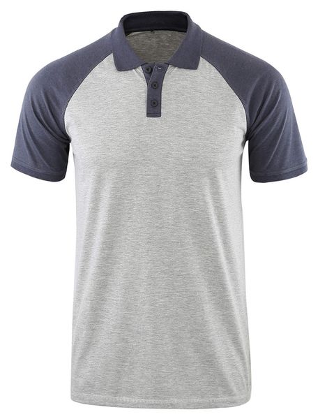 

Casual Designer Lapel Mens Polos Short Sleeve Regular Contrast Color Patchwork Mens Tops Male Fashion Tees