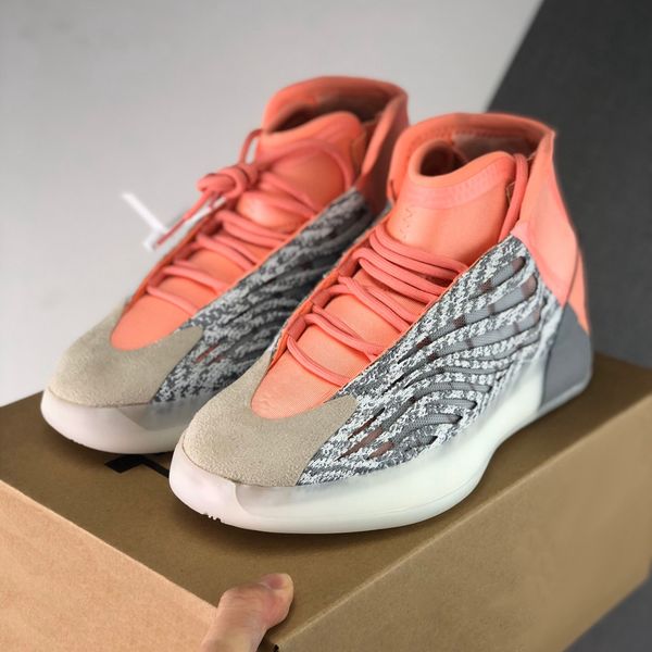 

quantum kanye west basketball shoes for men static white mid mens sports sneakers triple black grey orange pink trainers zapatos, White;red