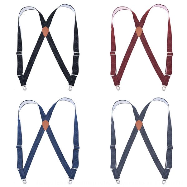

work men's straps jacquard trouser belt two clip casual pants shoulder strap casual pants dots three colors optional, Black;white