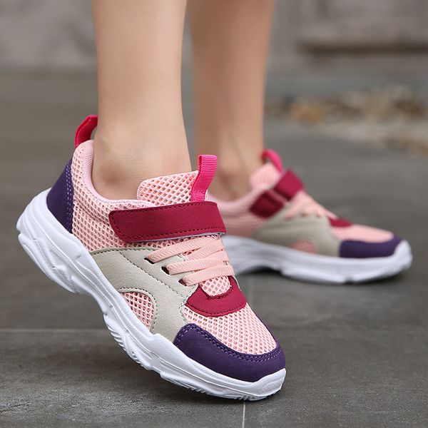 

2020 new kids кроссовки для мальчиков для девочек кроссовки мода повседневная дышащая сетка обувь детская спорт дети кроссовки, Black;red