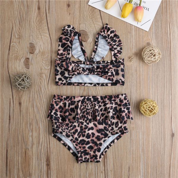 

children swimwear girls leopard print little girl swimwear bathing suit kids swimsuit beach wear ruffle bikini set swimming suit