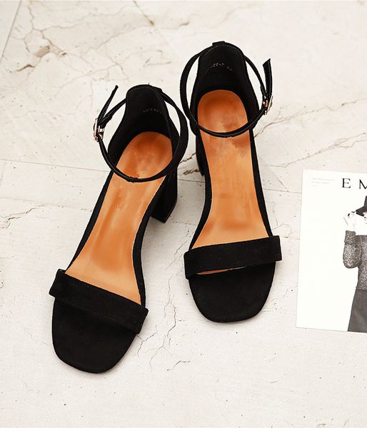 

igh heels shoes woman buckle strap pumps casual women summer shoes, Black