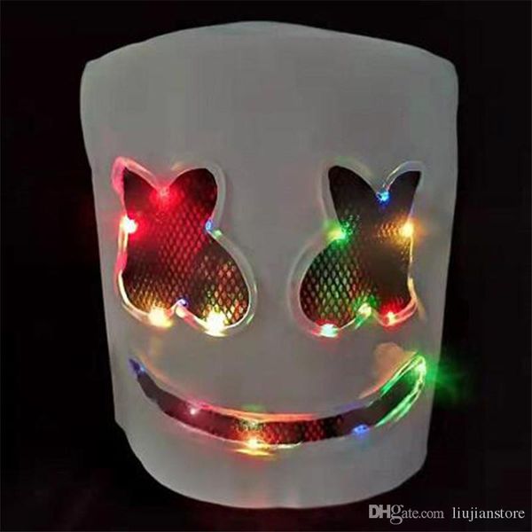 

marshmello halloween party masks men women led full face masks dj neon mask costume accessory, Silver