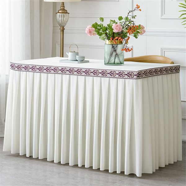 

one piece pleated flannel l table skirt with table cloth cover wedding party banquet decor