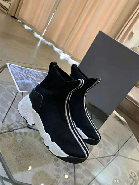 

send with box sneakers speed trainer runner black/ golden color fashion flat socks boots casual shoes size 36-40