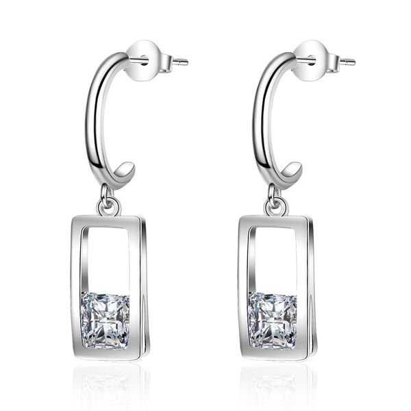 

crystal earrings silver 925 geometric design earring for women fashion jewelry new femme kolczyki