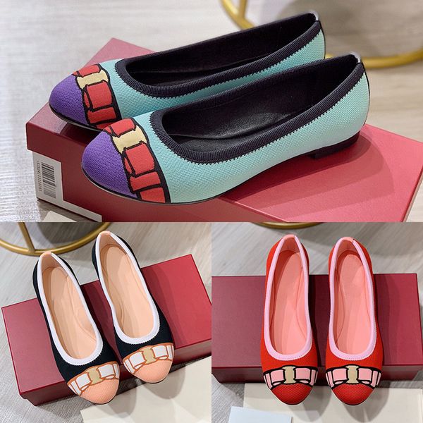 

designer womens pumps casual shoes luxury black red pink bow-knot flat with box size 35-40