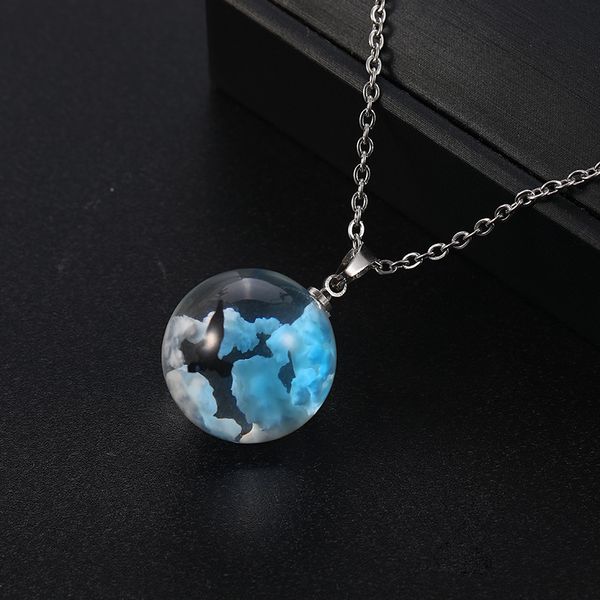 

stainless steel blue sky white cloud pendant necklace for men women eagle moon necklace pink green color fashion jewelry 2019, Silver