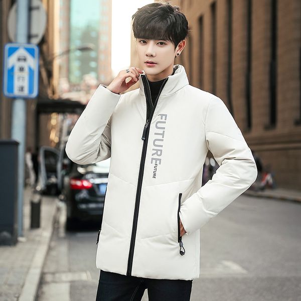 

2019 winter new style down coat for men solid color stand collar men white duck down thick warm coat casual men's wear, Black