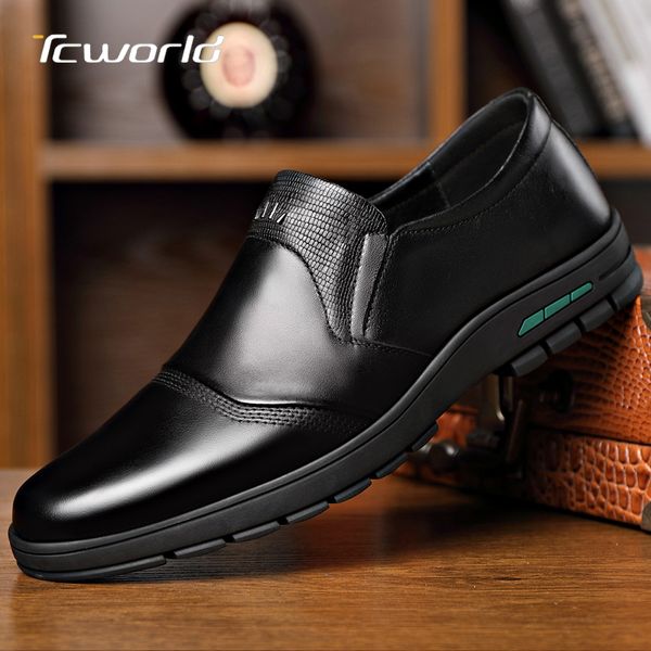 

formal business shoes men's loafers sapato masculino formal daily office soft bottom casual genuine leather shoes, Black
