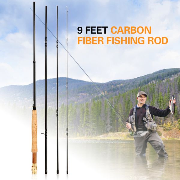 

lixada portable 9 feet 2.7m 4 sections detachable carbon fiber spinning fishing rod pole fishing tackle lure rod