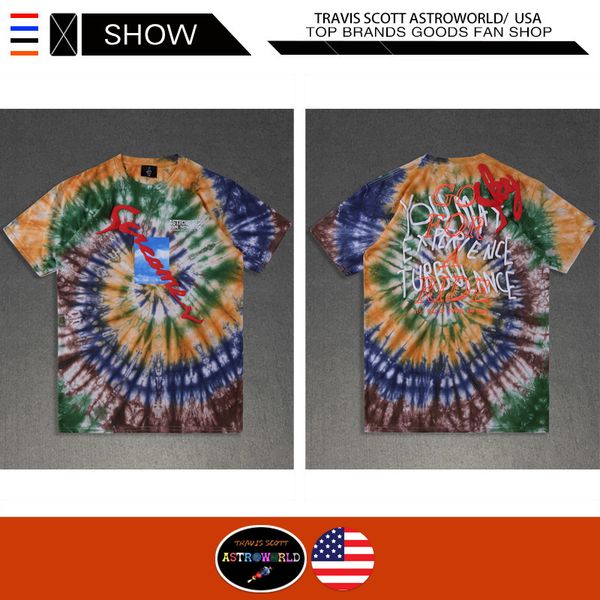 

travis scott astroworld x dsm ny screamer tie-dyed jointly short sleeve, White;black