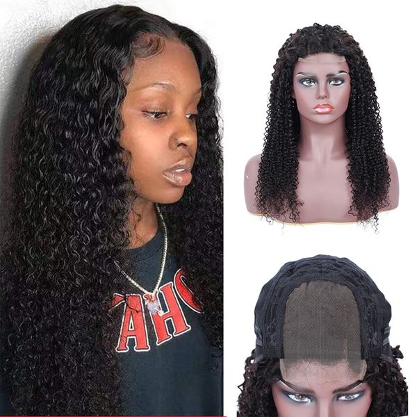 

peruvian human hair 4x4 lace wigs kinky curly virgin hair natural color 4 by 4 wig 12-28inch kinky curly, Black;brown