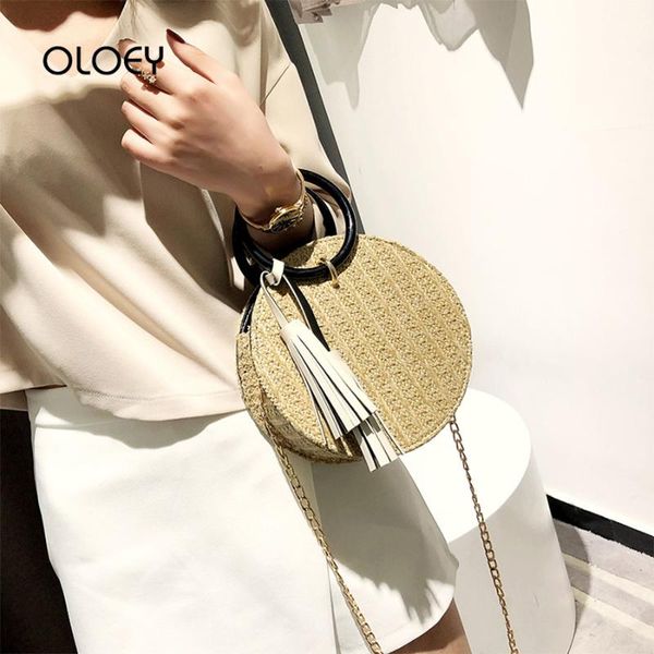 

round straw beach bag 2020 fashion women summer rattan bags woven crossbody bags circle bohemia bali women's handbags