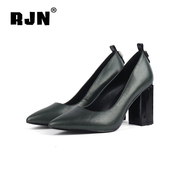 

rjn pointed toe women pumps back matel decoration super high strange style heel shoes sheepskin slip-on shallow pumps r23, Black
