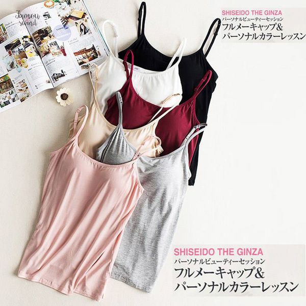 

новый проложенные женщины tank top ruched спагетти solid cami top жилет женский камзол с встроенный бюстгальтер 2019 фитнес одежды, White