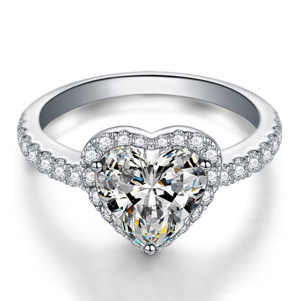 

3 цвета сердце cz бриллиантовое обручальное кольцо для женщин белый розовый желтый камень стерлингового серебра 925 покрытием подарок ювелир, Slivery;golden