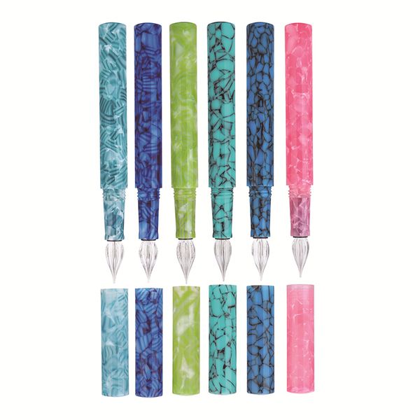 

new moonman creative celluloid fountain pen & glass dip pen colorful dual-use ef/f/small bent nib ink & box writing gift set