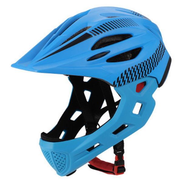 

bike full face outdoor with rear light safe protective bicycle helmet riding detachable children chin cycling, Black