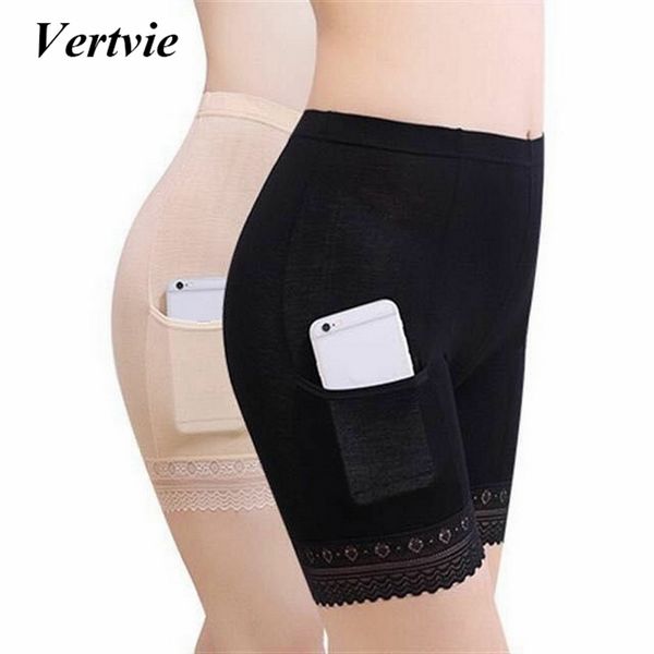 

vertvie women's safety shorts pocket lace anti-going bottoming insurance shorts female 2019 new autumu women yoga fitness, White;red