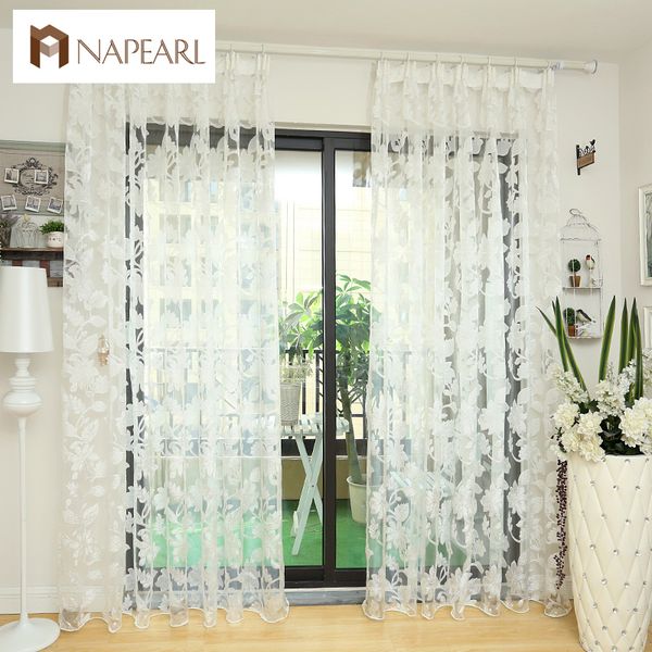 2019 Tulle Curtains Floral Design Window Treatments White Fabrics