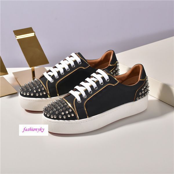 

wholesale new red bottom spike sock sneakers, red sole flats with krystal spikes, 30mm black & white donna flats for women & men