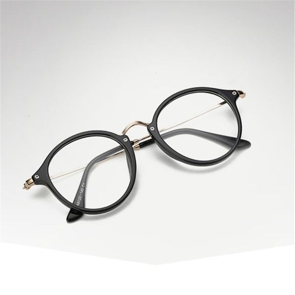 

fashion full frame metal slim leg glasses frame simple round plain optical eyeglasses flat mirror, White;black
