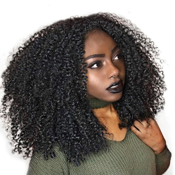 

kinky curly wig natural black lace front human hair wigs for black women pre plucked 150 density remy wigs
