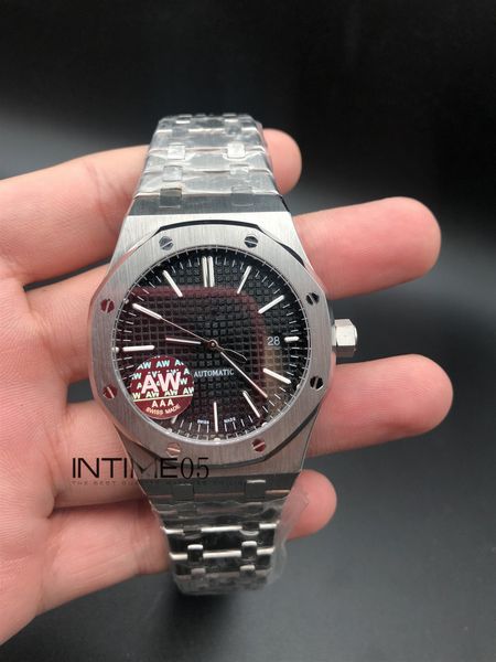 

4 color aw factory 41mm black textured dial mingzhu modified cal.3120 movement full steel mens watches 15400 dive royal wristwatches, Slivery;brown