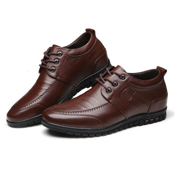 

spring casual mens designer shoes men genuine leather men height increasing shoes warm winter men shues sapato masculino oxford, Black
