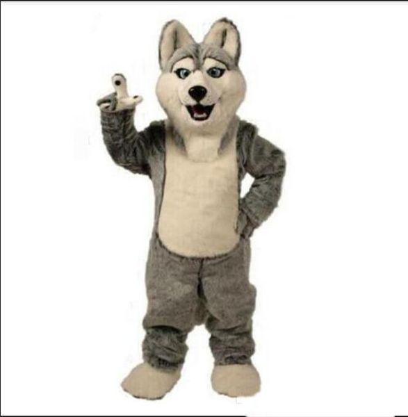 2019 vendita in fabbrica hot Grey Dog Husky Dog con l'aspetto del costume della mascotte del lupo Mascotte Adult Cartoon Character Party