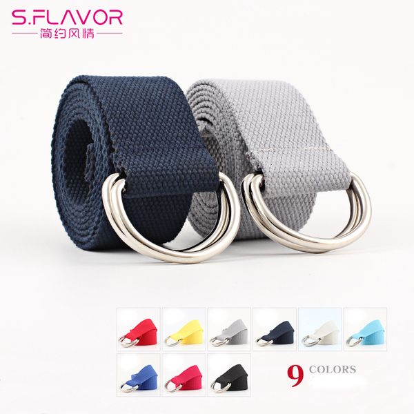 

fashion multi color canvas belt for women waist belts with plastic female buckle harajuku solid color long belts ceinture femme, Black;brown