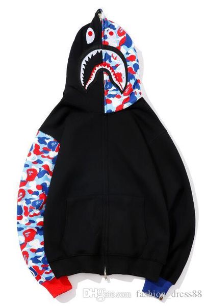 

Higt quality pattern Hoodie Men's A Bathing AAPE Ape Shark Hooded Hoodie Coat Camo Full Zip Jacket Camouflage Hoodies