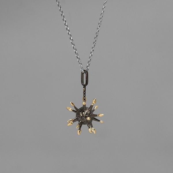 

inature 925 sterling silver fashion vintage jewelry cute black virus pendant necklace