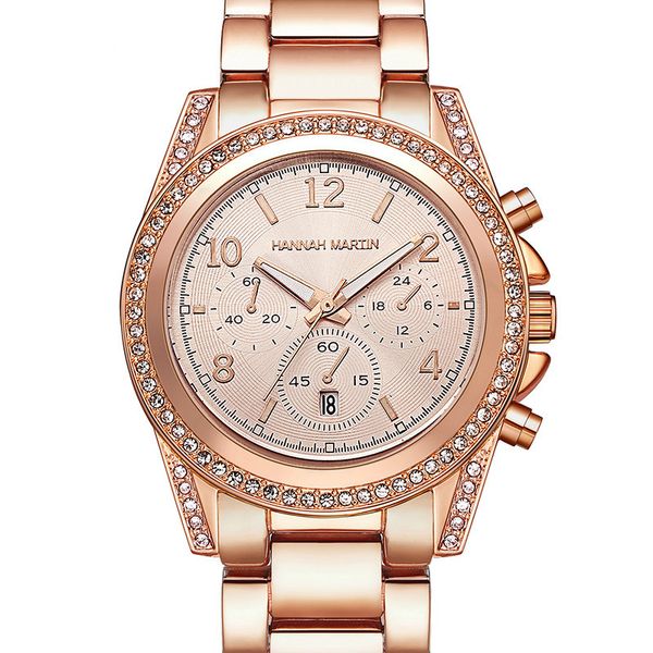 

ladies watch waterproof calendar rose gold steel belt business inlaid diamonds watch fashion womens gift clock, Slivery;brown