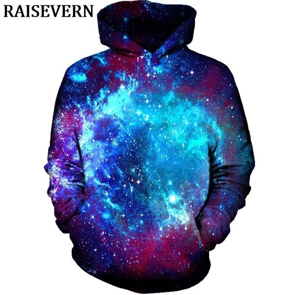 

galaxy space print long sleeve hoodies men pullover casual loose hip hop sweatshirt hoody tracksuit women, Black