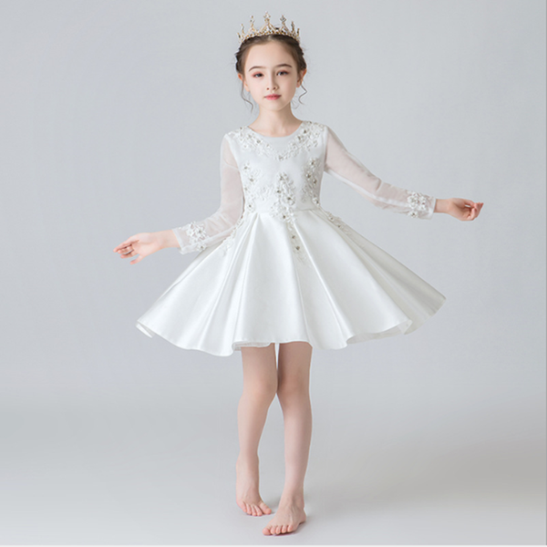 

work dresses 2021 sping/summer children's dress girls perform princess skirt flower wedding, White;black