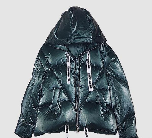 

discount 5 colours metallic green women down coats ykk zipper short style ladies down fill jackets with hooded, Black