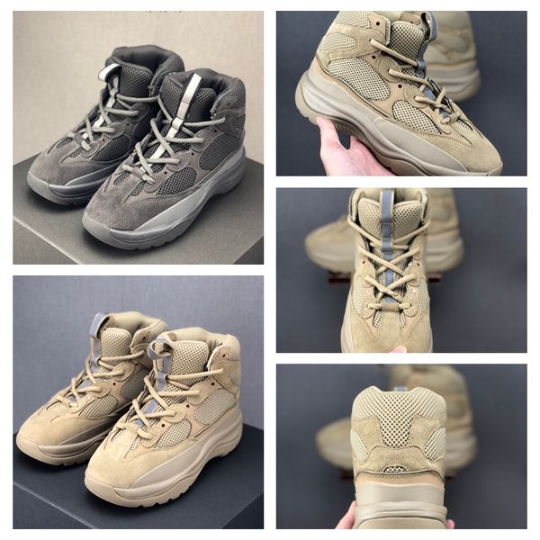 

2020 new season 6 desert rat boot kanye martin boots fashion basketball shoes season 6 star men booties for mens platform outdoor trainers, Black