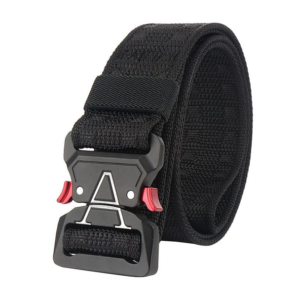 

men belt delicate strong non slip adjustable waist strap casual quick release width nylon gift inserting buckle fashion, Black;brown