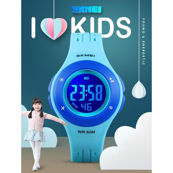 

skmei fashion kids watch luminous sport watches boys girls digital watch 5bar waterproof outdoor children's montre enfant, Blue