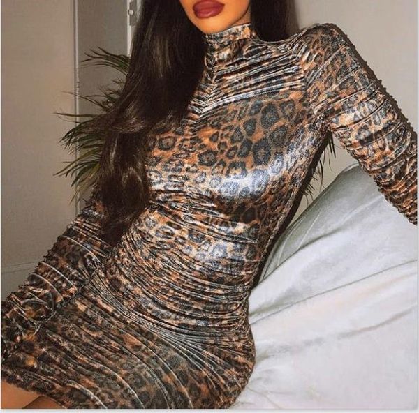 

womens nigh club dress summer bodycon casual ladies designer leopard dresses fashion long sleeve females clothes, Black;gray