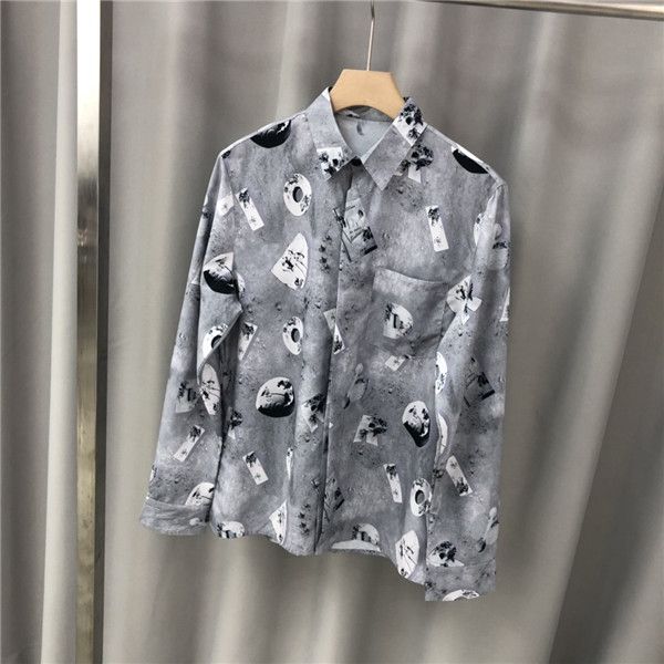 

19aw luxurious brands design d letter shirt short sleeve fashion digital print breathable men women lovers clothes casual outdoor shirt, Gray;blue