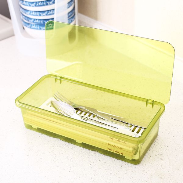 

dust proof chopsticks fork spoon storage box with drain plastic tableware cases with lid,